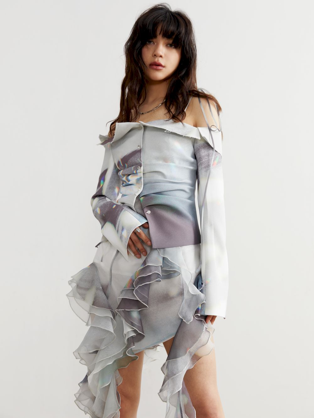 Elegant Marble Off-Shoulder Tops - chiclara