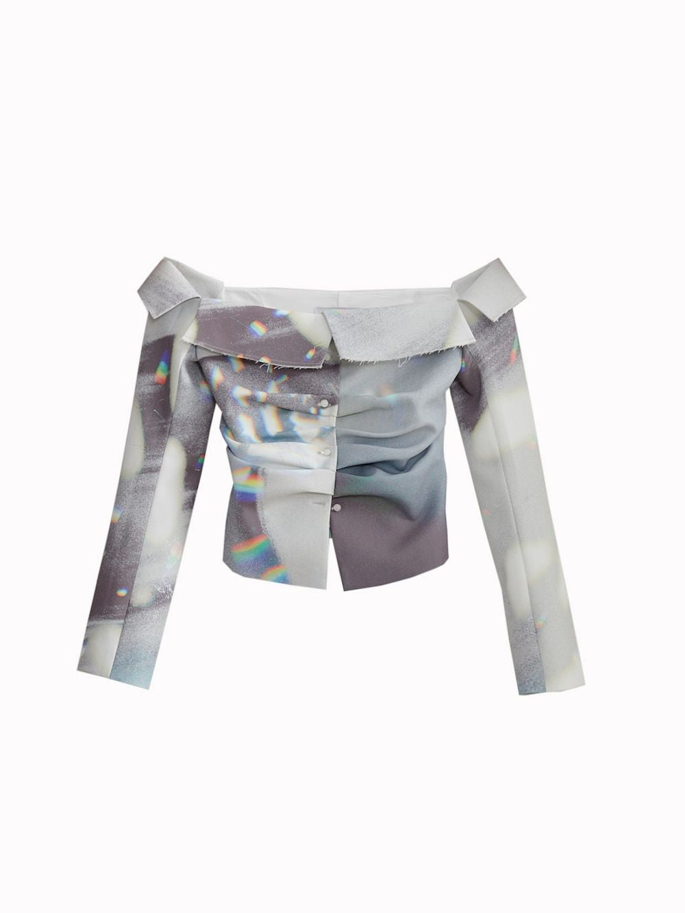 Elegant Marble Off-Shoulder Tops - chiclara