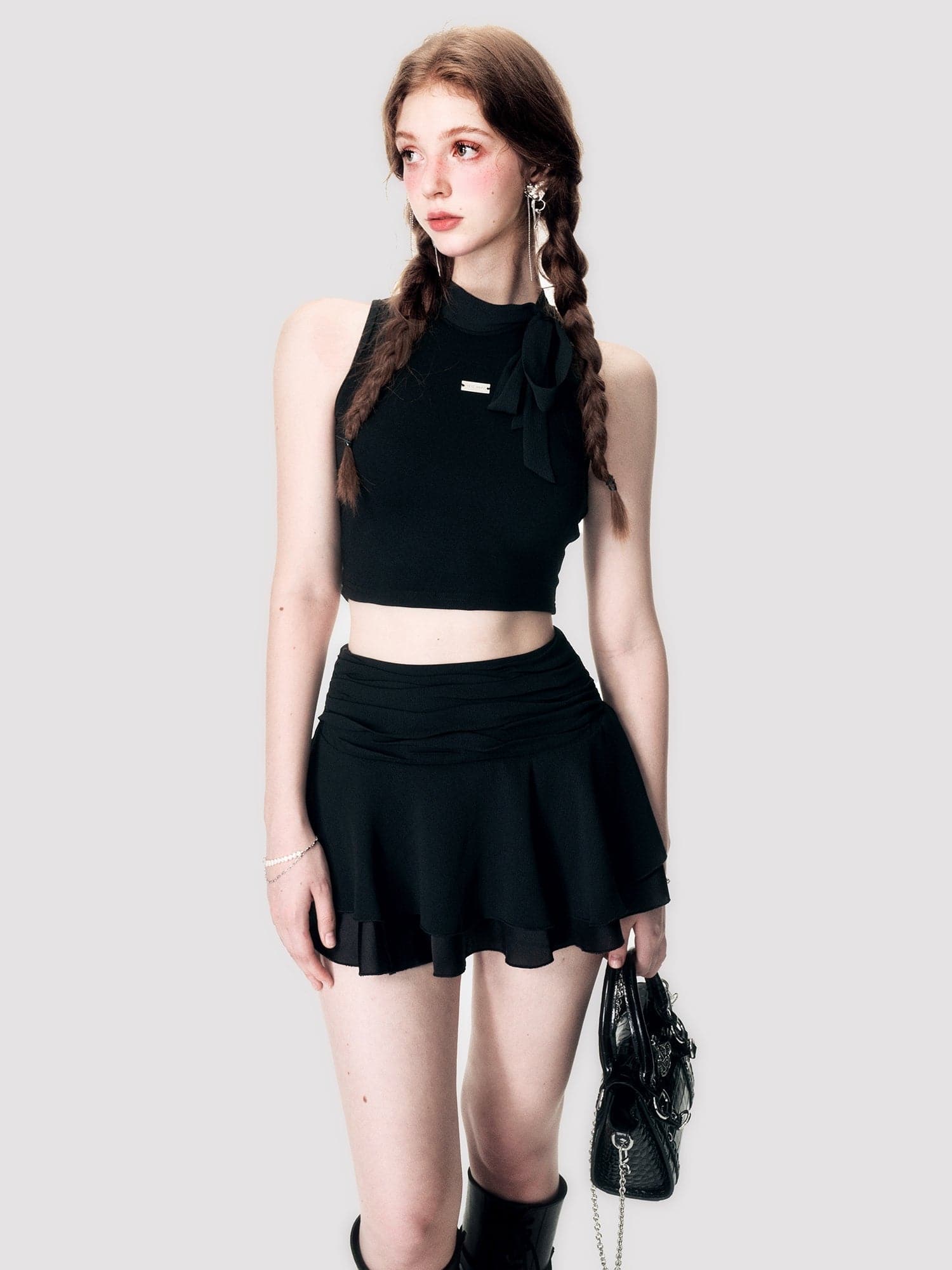 Sleek Sleeveless Ribbon Set - chiclara