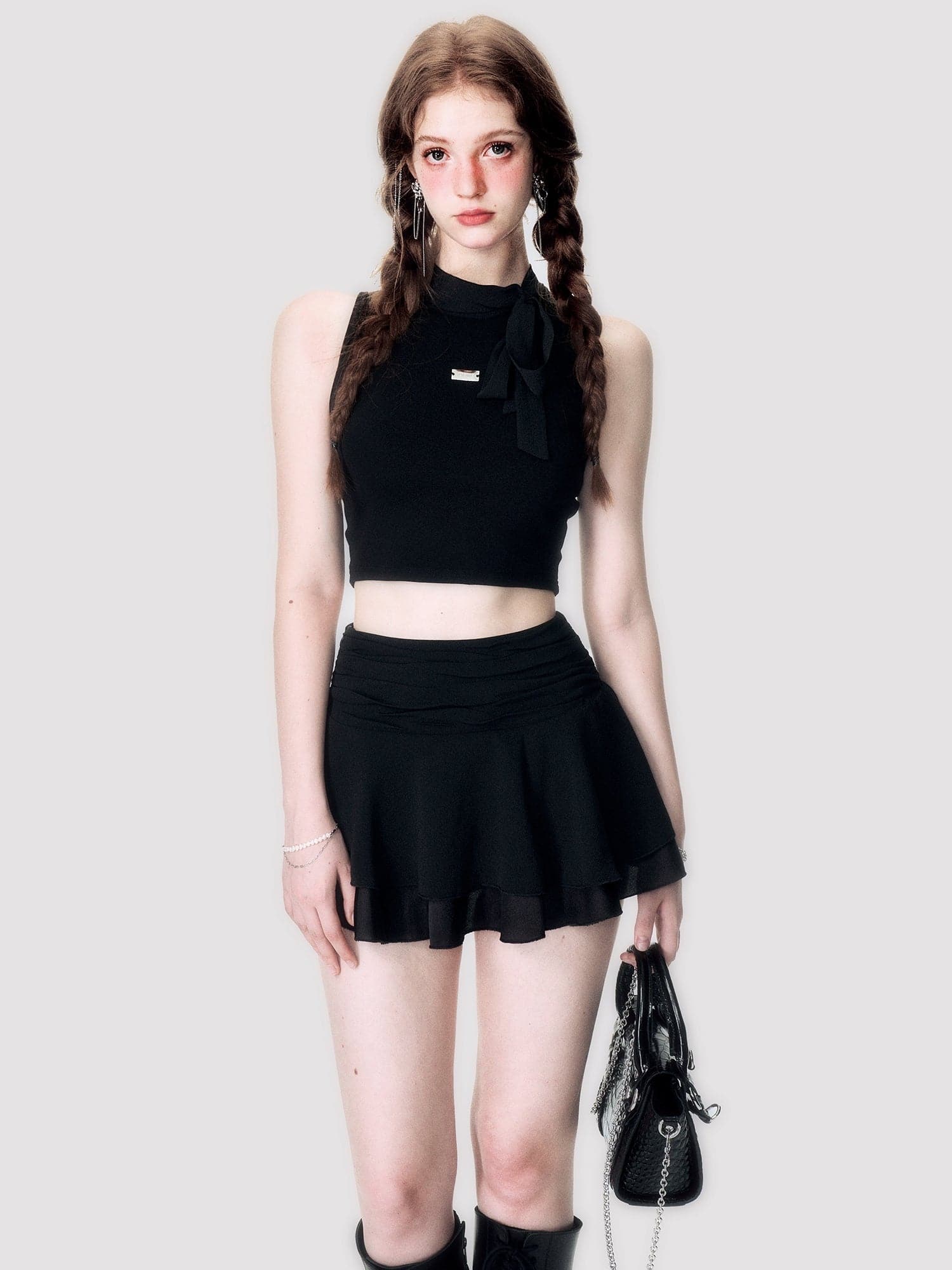 Sleek Sleeveless Ribbon Set - chiclara