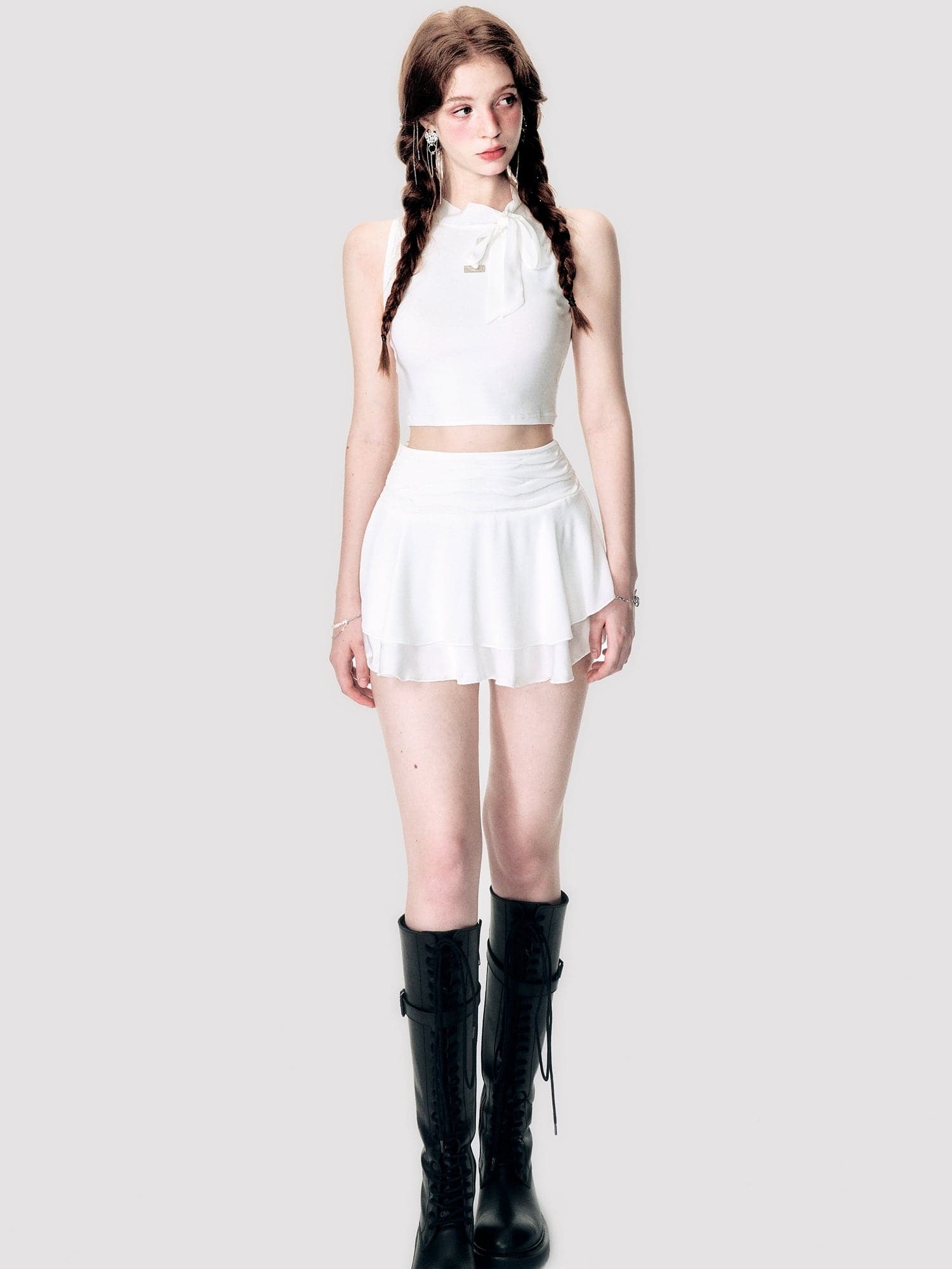 Sleek Sleeveless Ribbon Set - chiclara