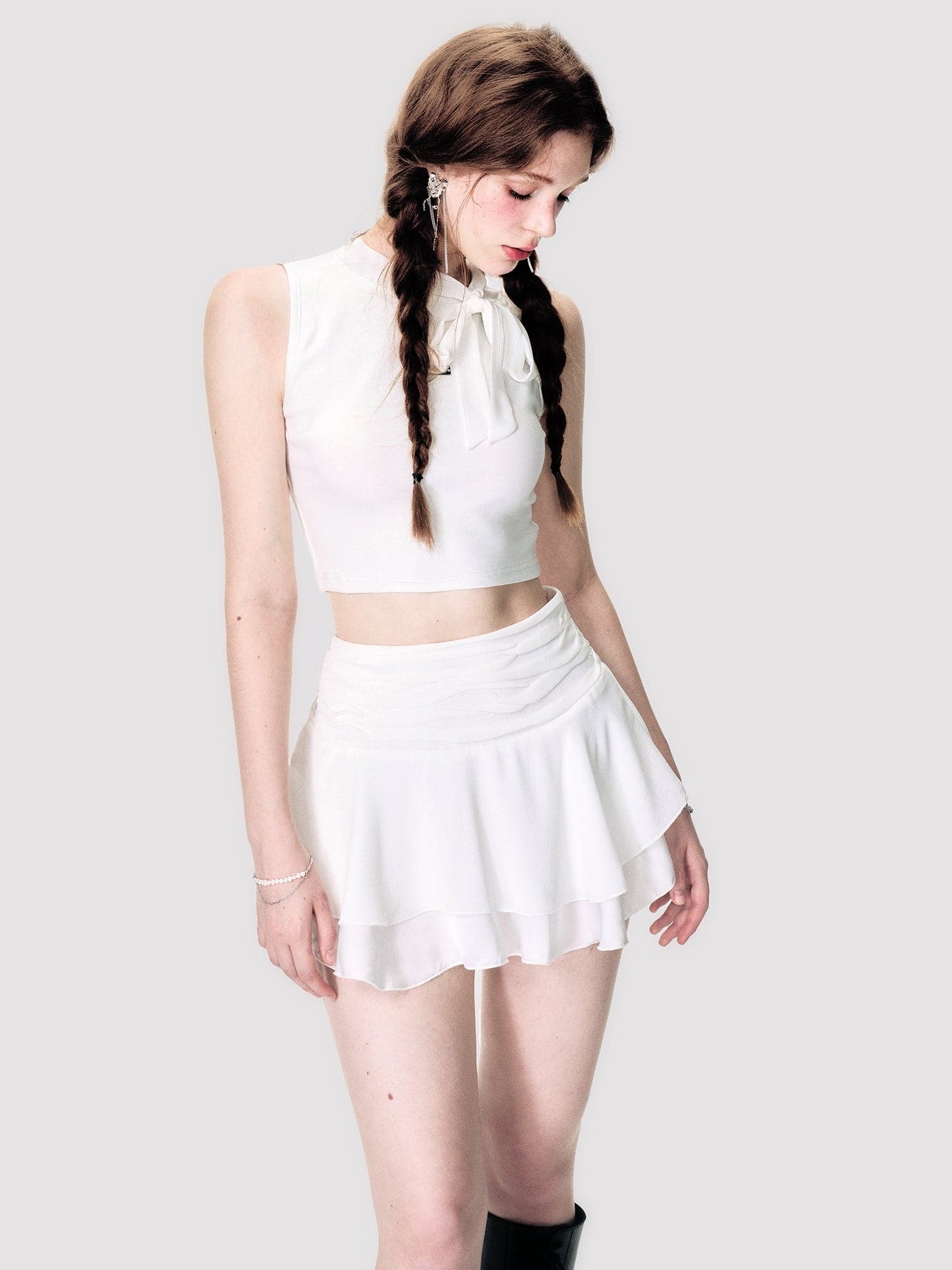 Sleek Sleeveless Ribbon Set - chiclara