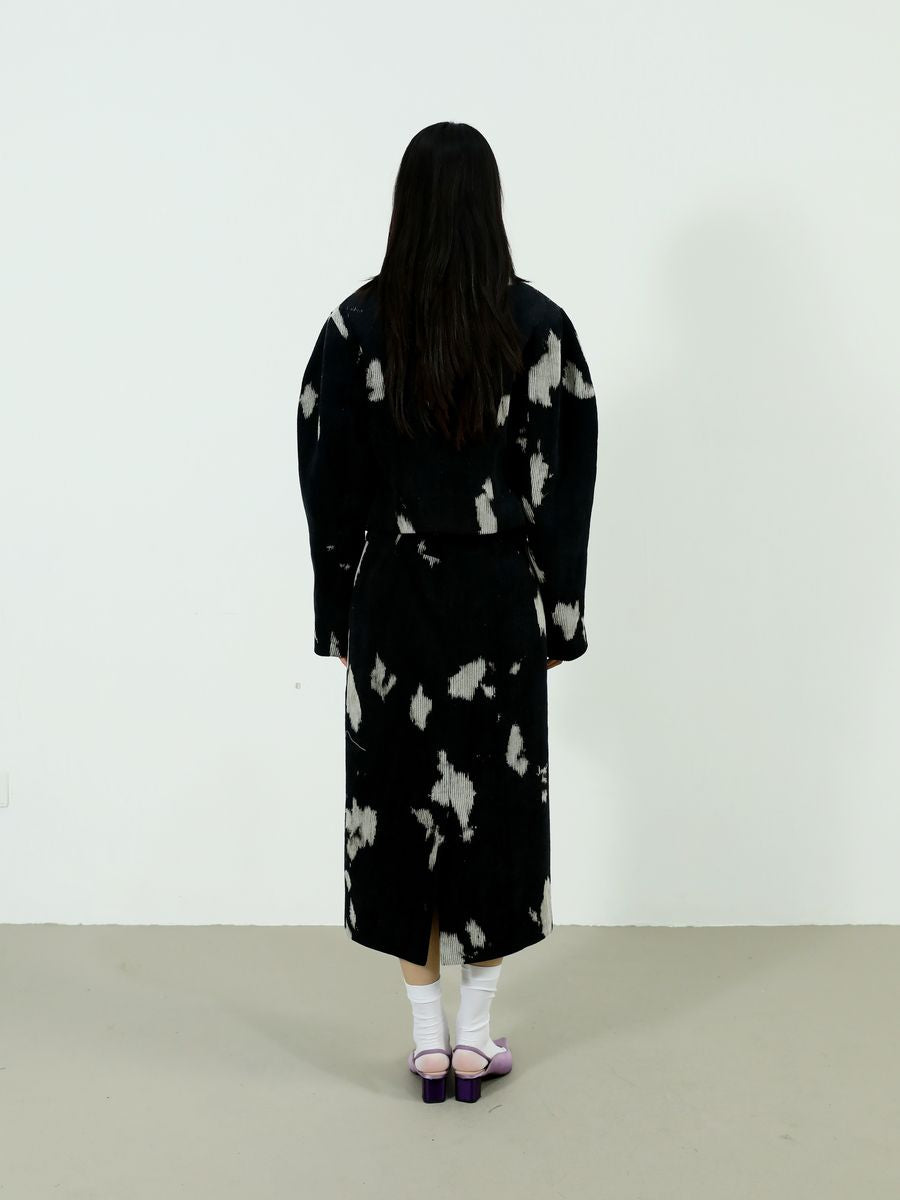 Speckled Corduroy Long-Skirt With Fastener Slit - chiclara