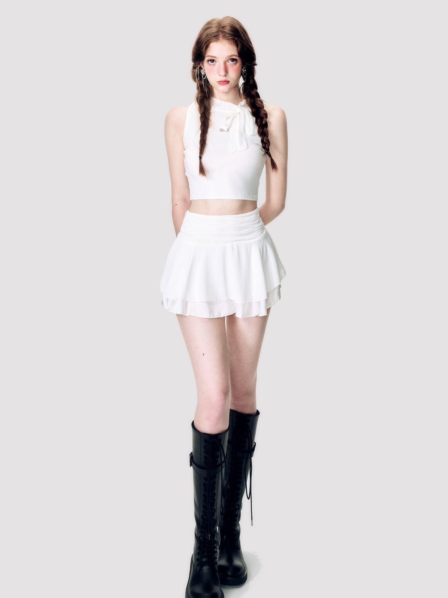 Sleek Sleeveless Ribbon Set - chiclara