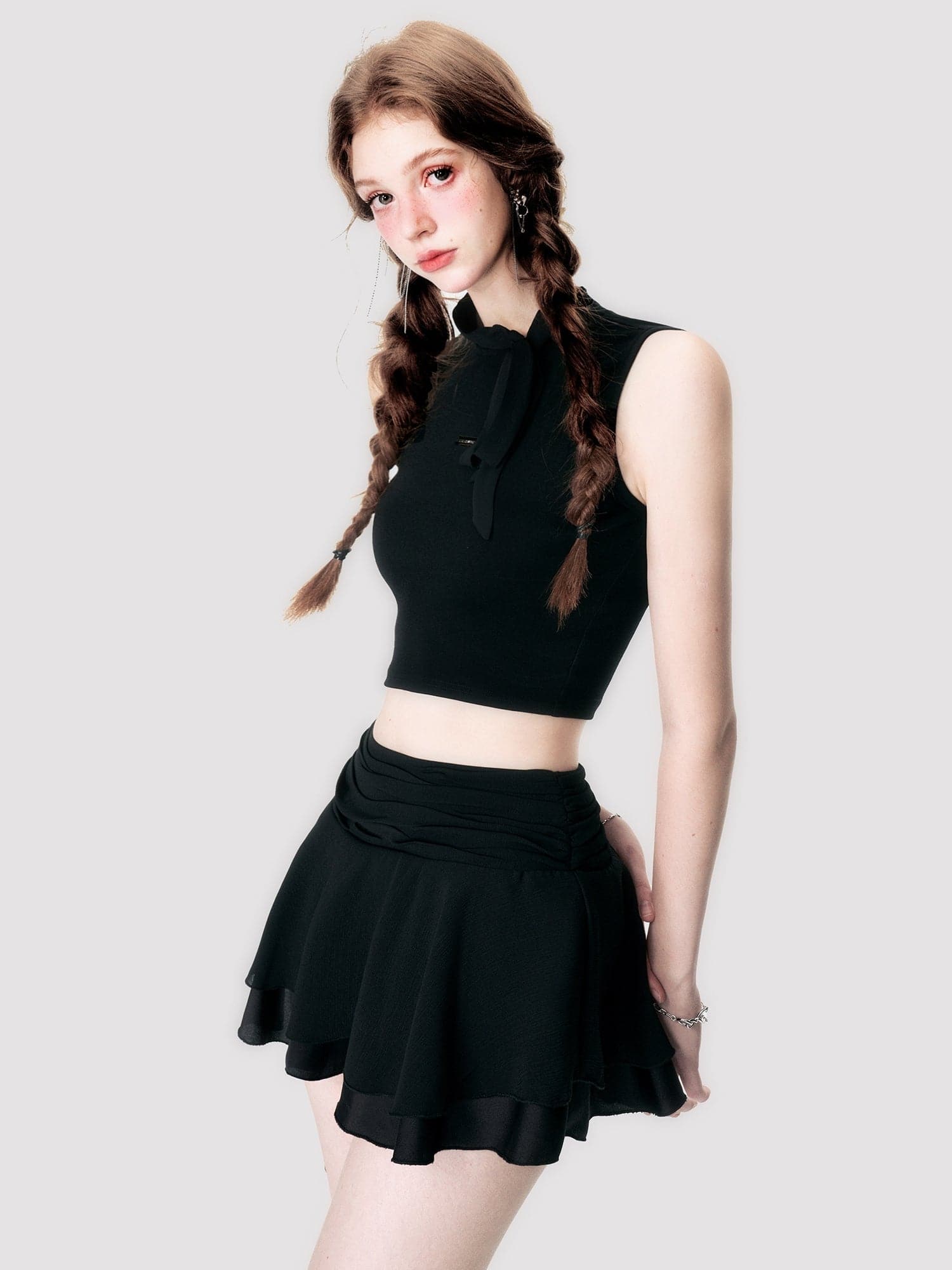 Sleek Sleeveless Ribbon Set - chiclara
