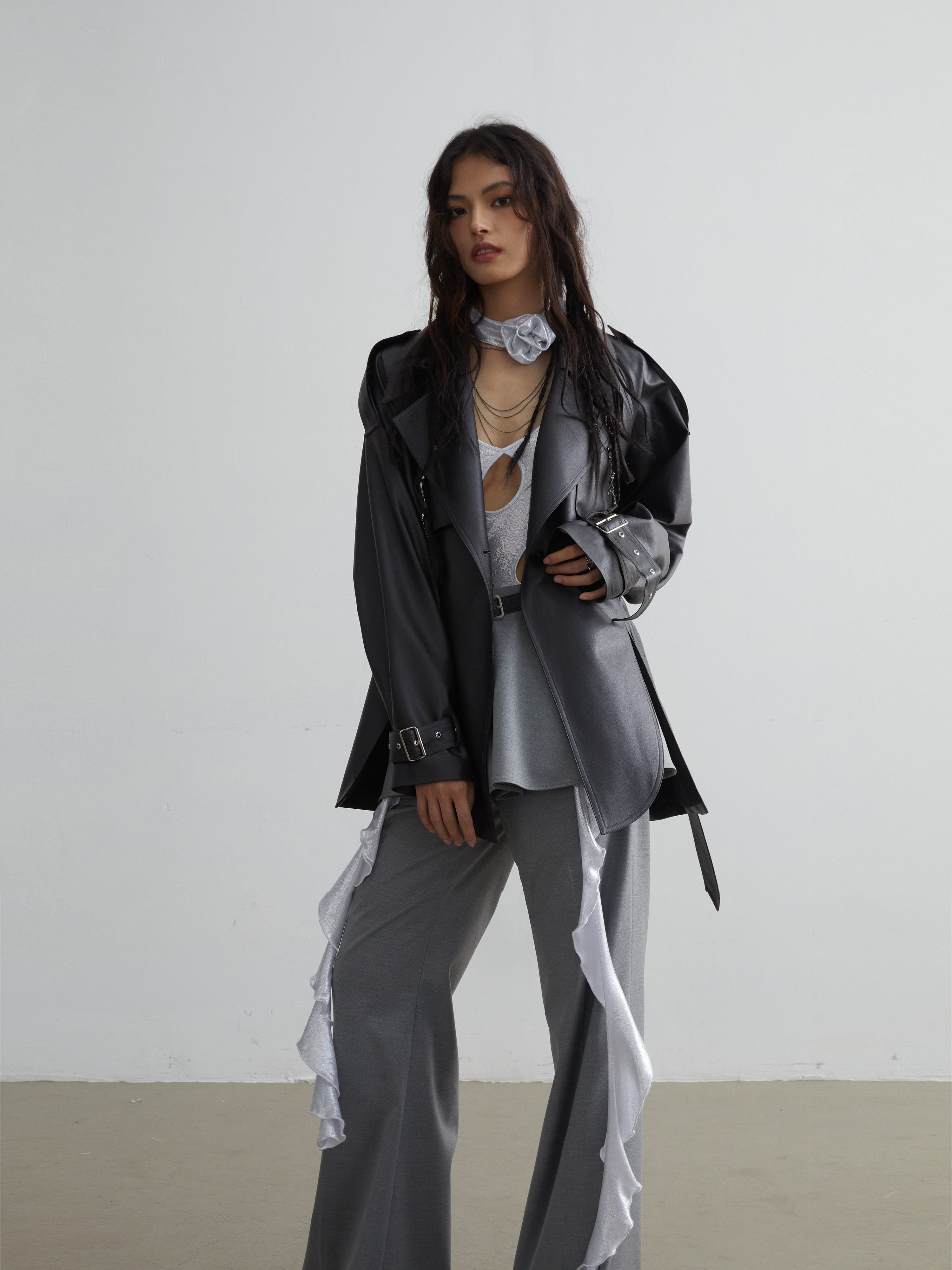 Silver Metallic Stretch Bodysuit - Sleek And Sensual - chiclara