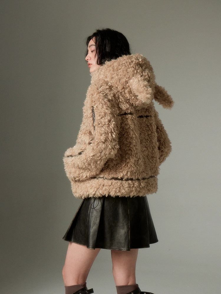 Sustainable Rabbit-Eared Fur Coat - chiclara