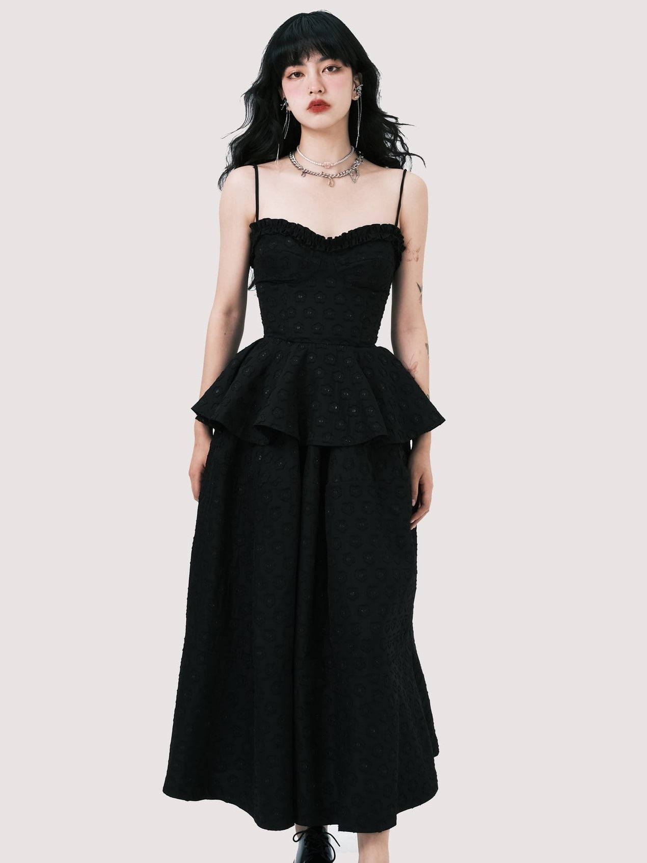 Noir Elegance Peplum Dress Set | Chiclara Noir Elegance Peplum Dress Set | Chiclara