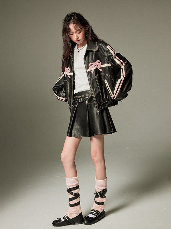 Vintage Pleated Leather Skirt - chiclara