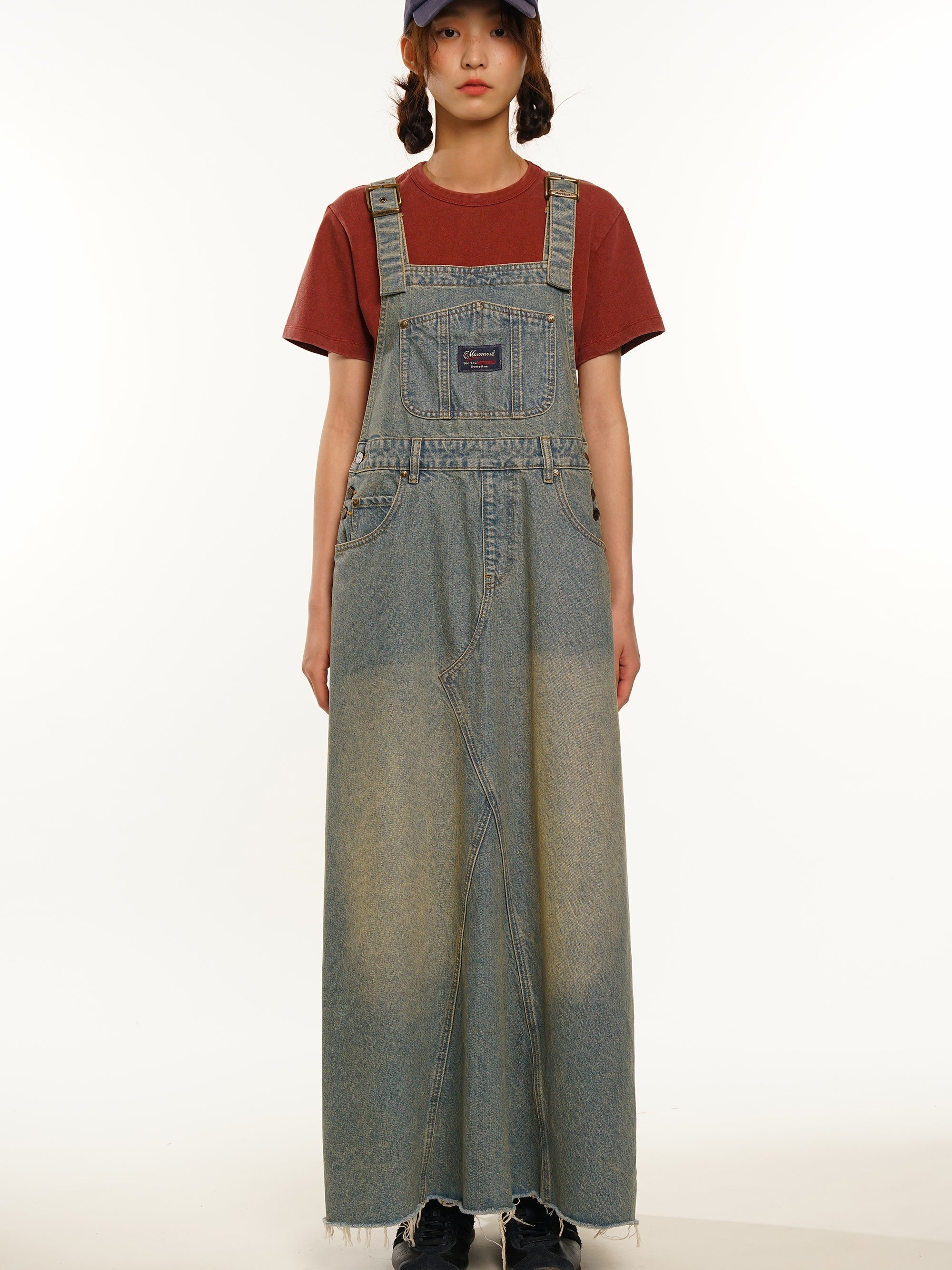 Vintage Denim Strap Skirt - chiclara