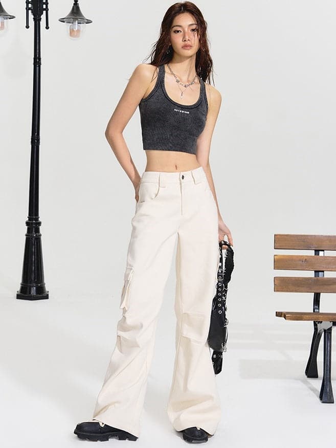 High Waist Straight Leg Pants - chiclara