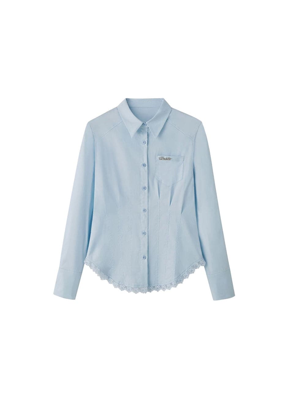 Slim Lace Stitch Waist Shirt - chiclara
