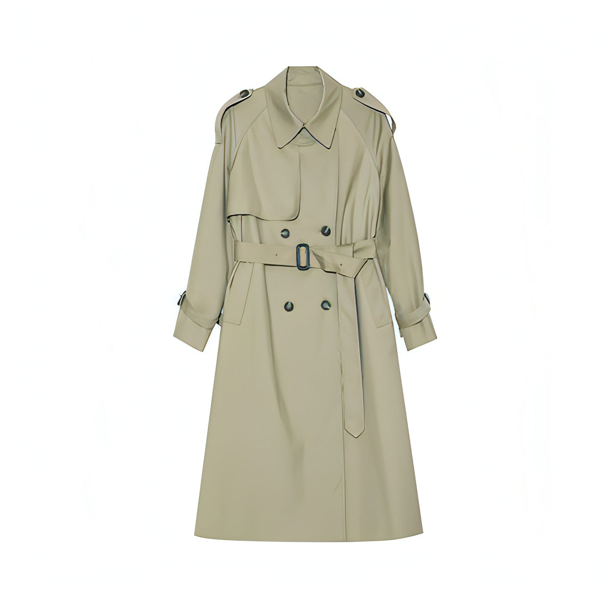 Double-Breasted Loose Mid-Length Melton Trench Coat - chiclara