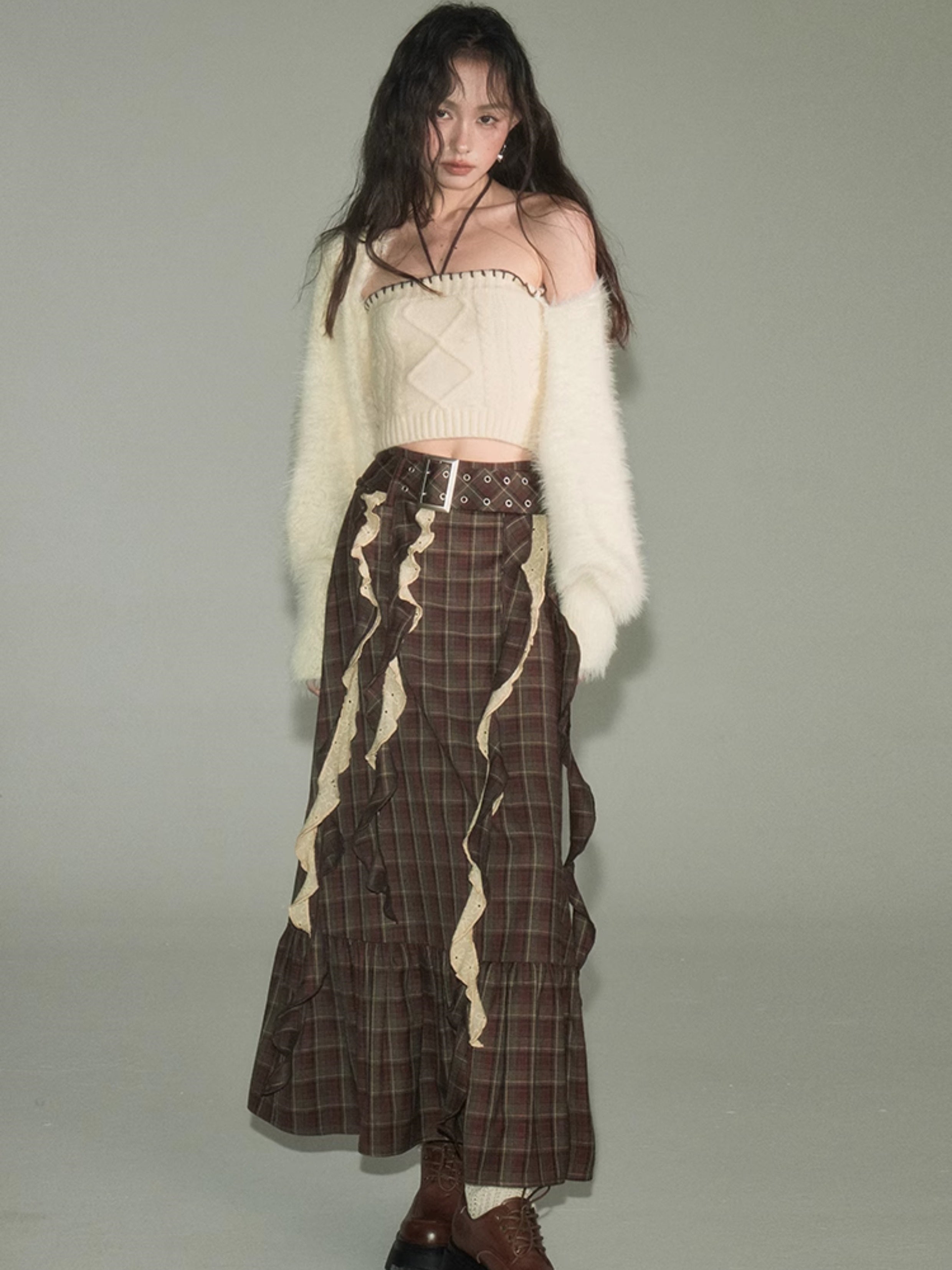 Plaid Frill Flounce Skirt - chiclara