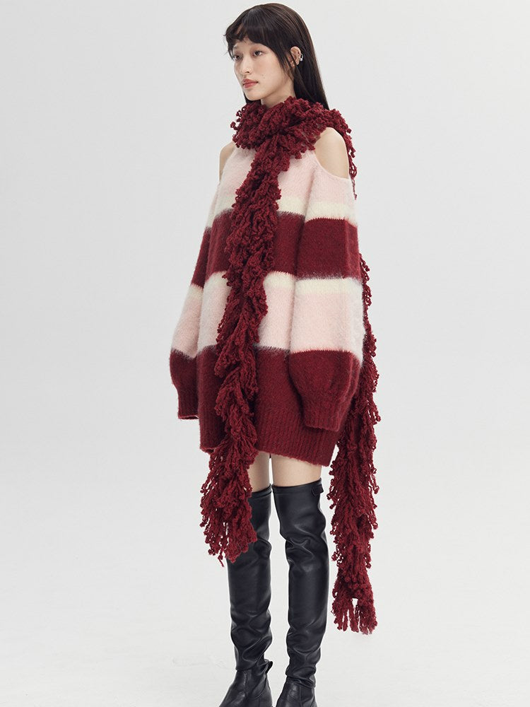 Fringe-Trimmed Wrap Scarf - chiclara