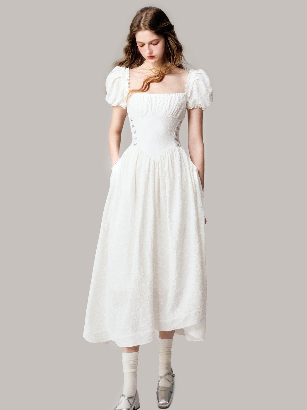 Ethereal Jacquard Long Dress - chiclara