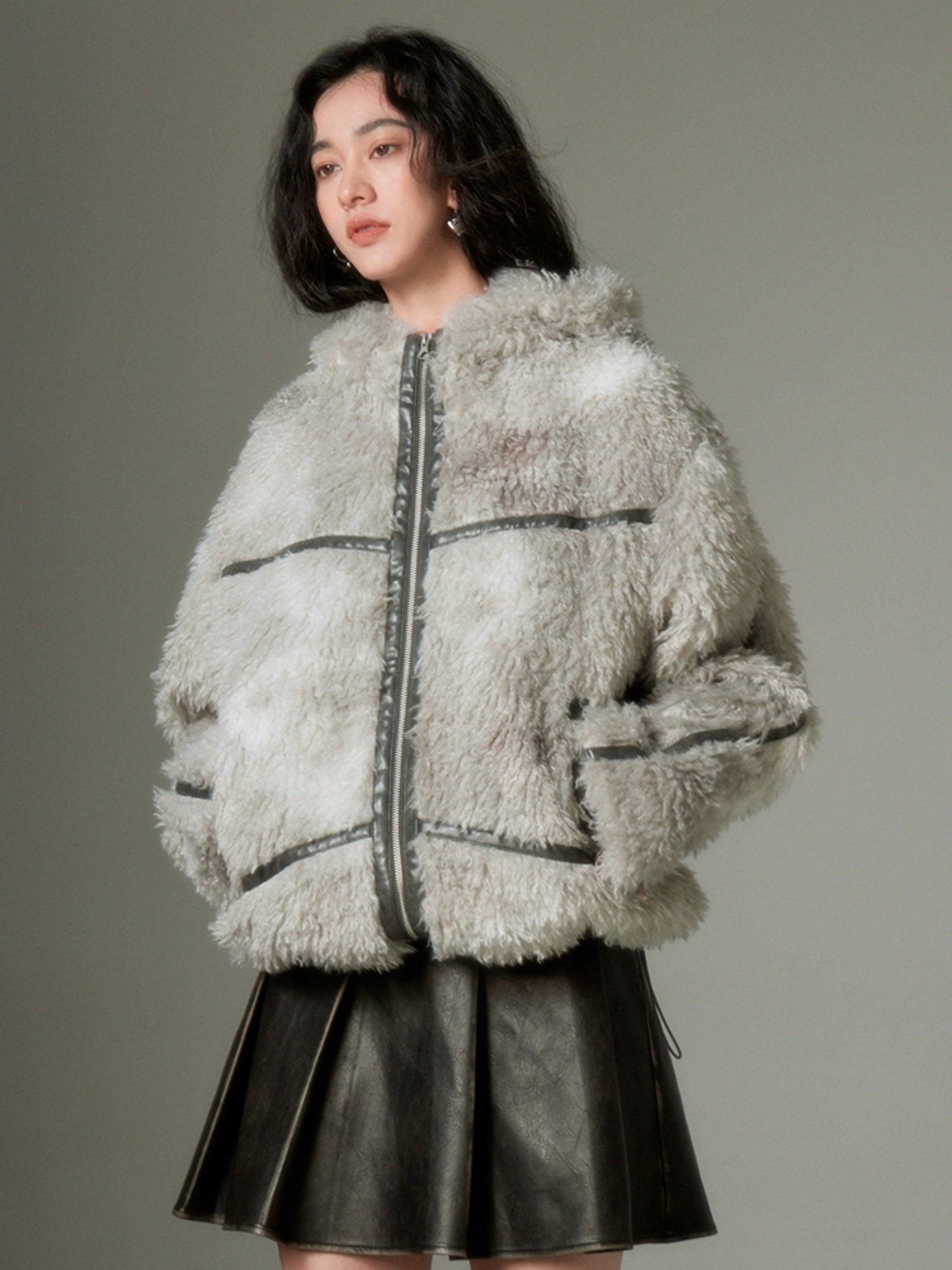 Sustainable Rabbit-Eared Fur Coat - chiclara