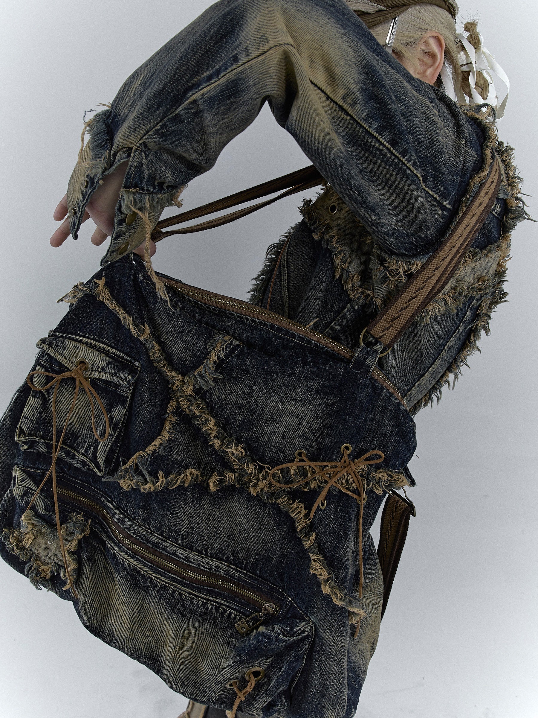 Rugged Denim Utility Tote - chiclara