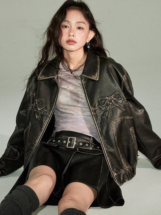 Vintage Pleated Leather Skirt - chiclara