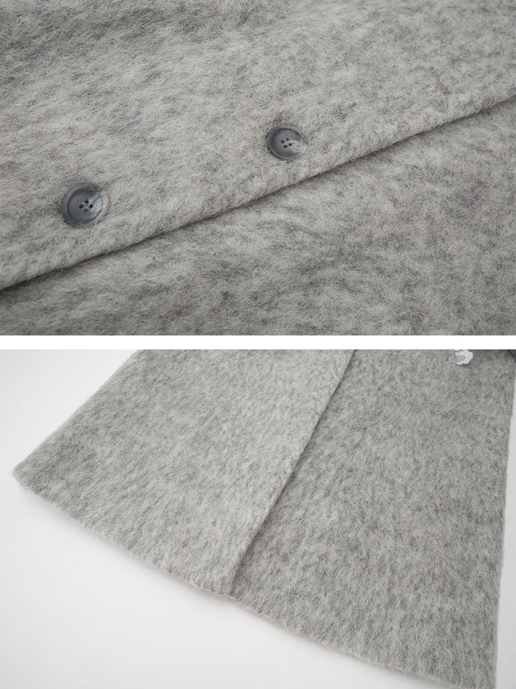 Wool Coat With Lace Lapel - chiclara