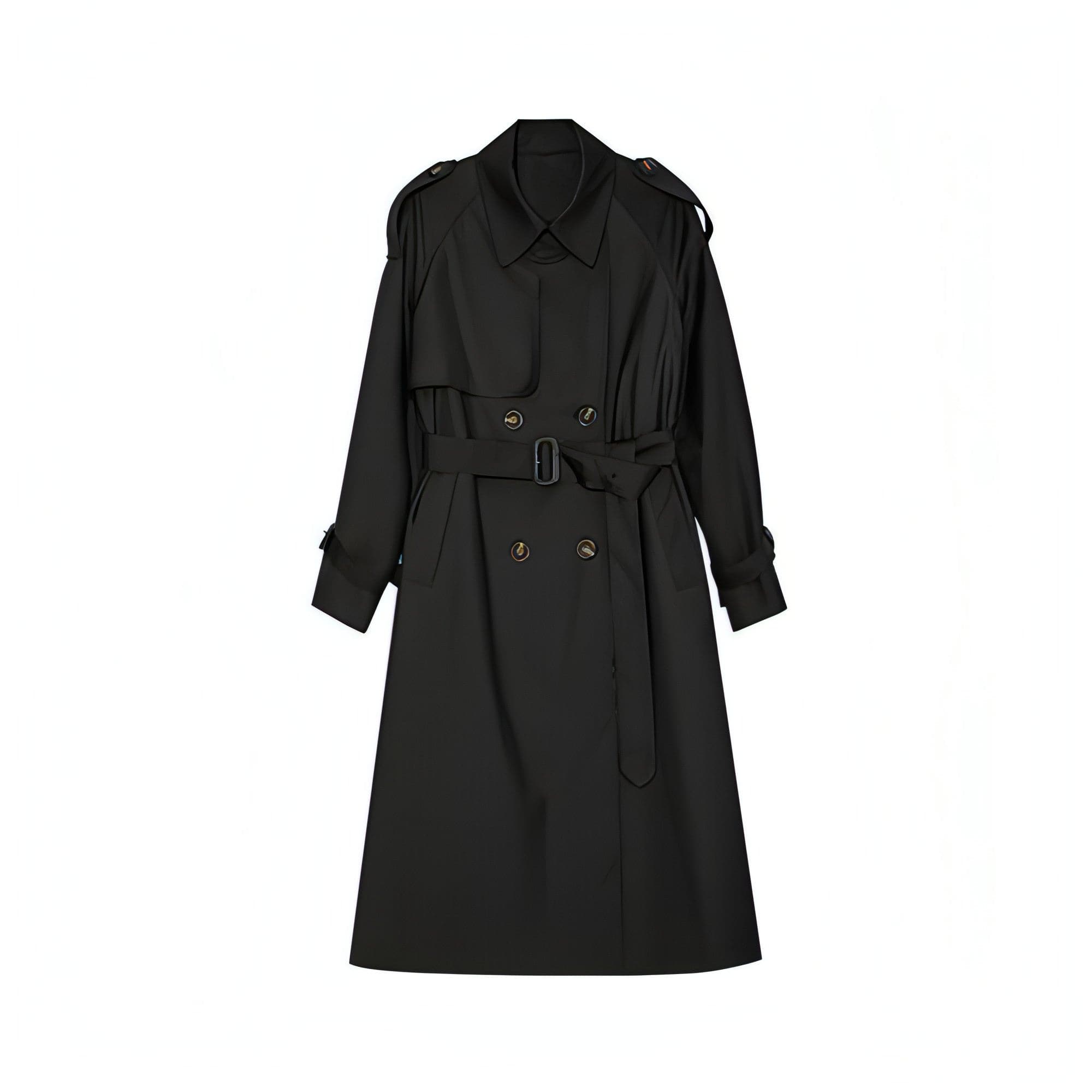 Double-Breasted Loose Mid-Length Melton Trench Coat - chiclara