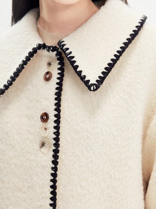 Embroidered Wool Lapel Coat - chiclara