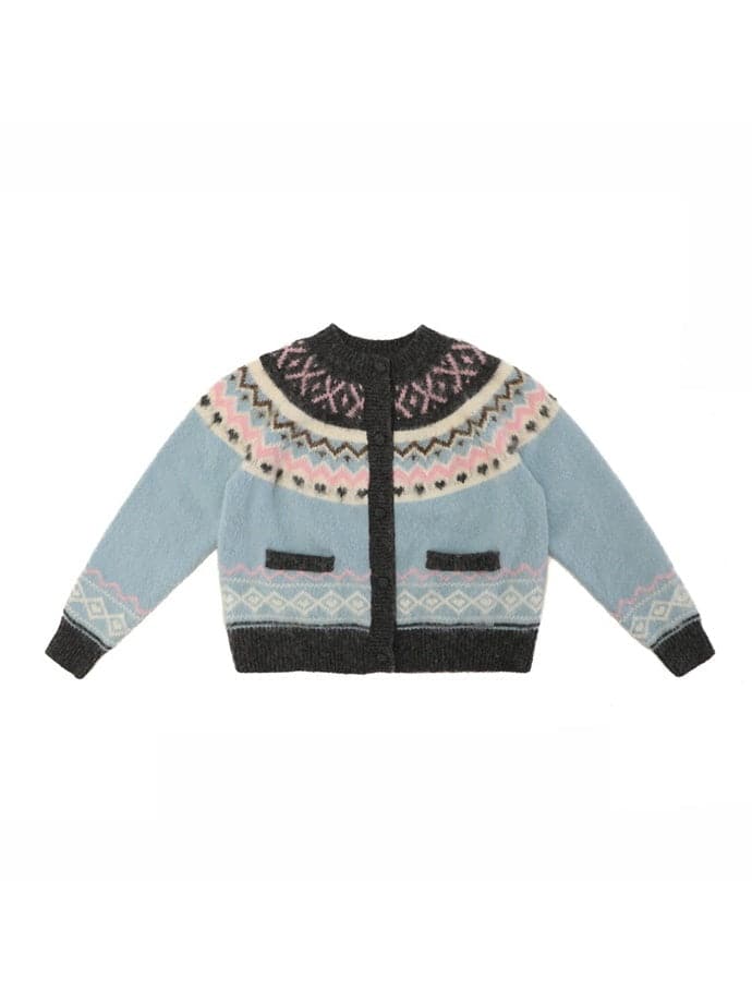 Vintage Knit Crew-Neck Cardigan - chiclara