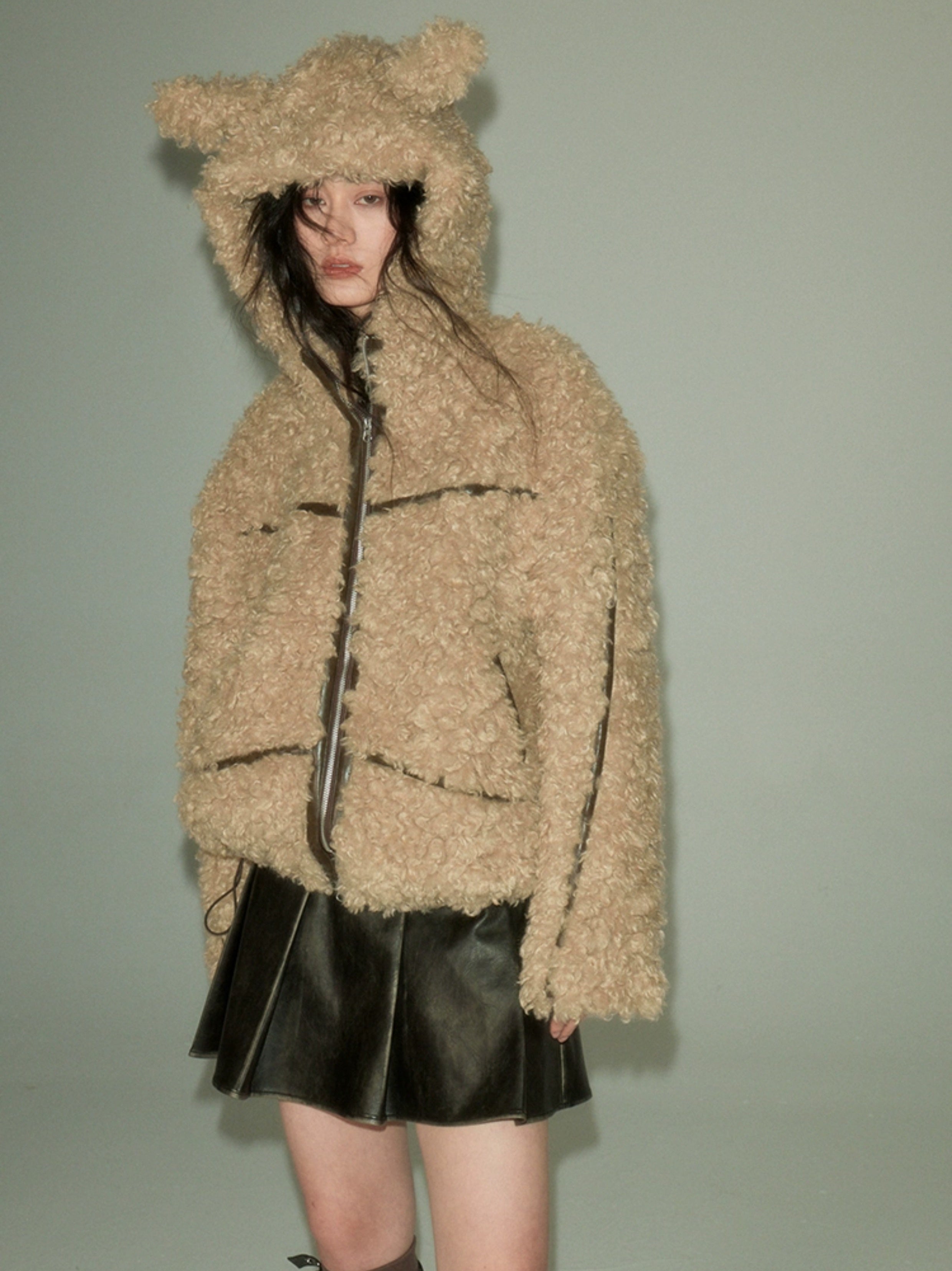 Sustainable Rabbit-Eared Fur Coat - chiclara