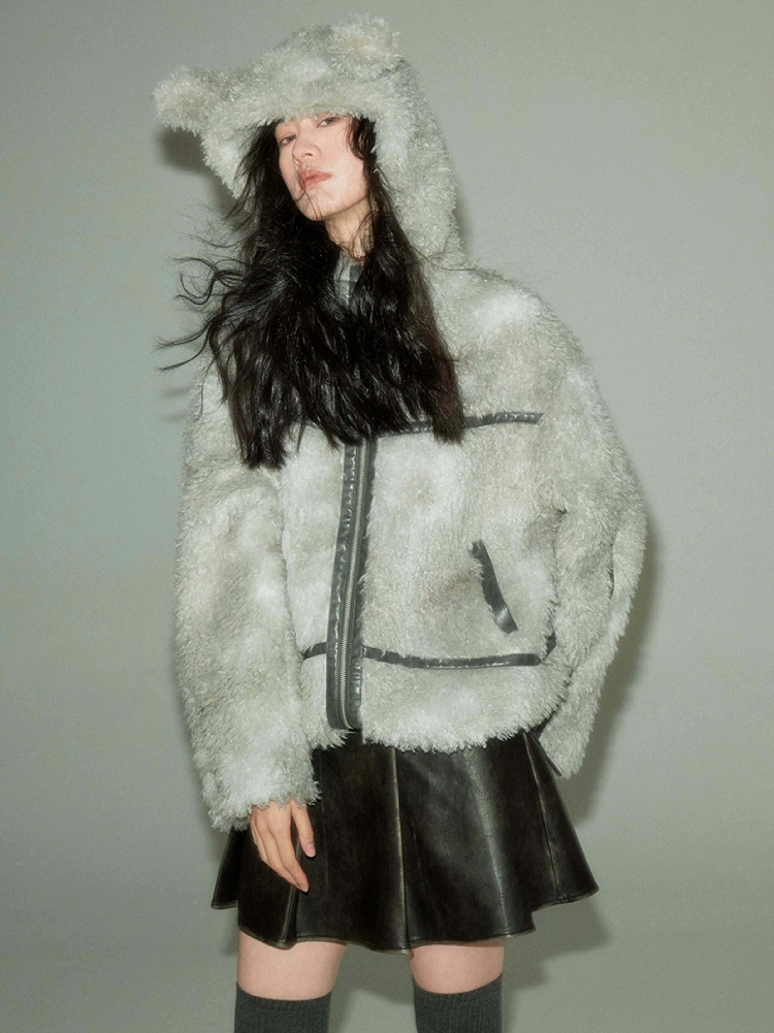 Sustainable Rabbit-Eared Fur Coat - chiclara