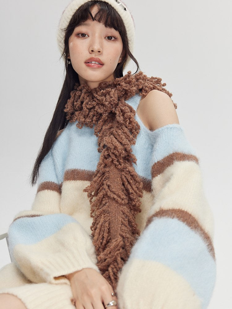 Fringe-Trimmed Wrap Scarf - chiclara