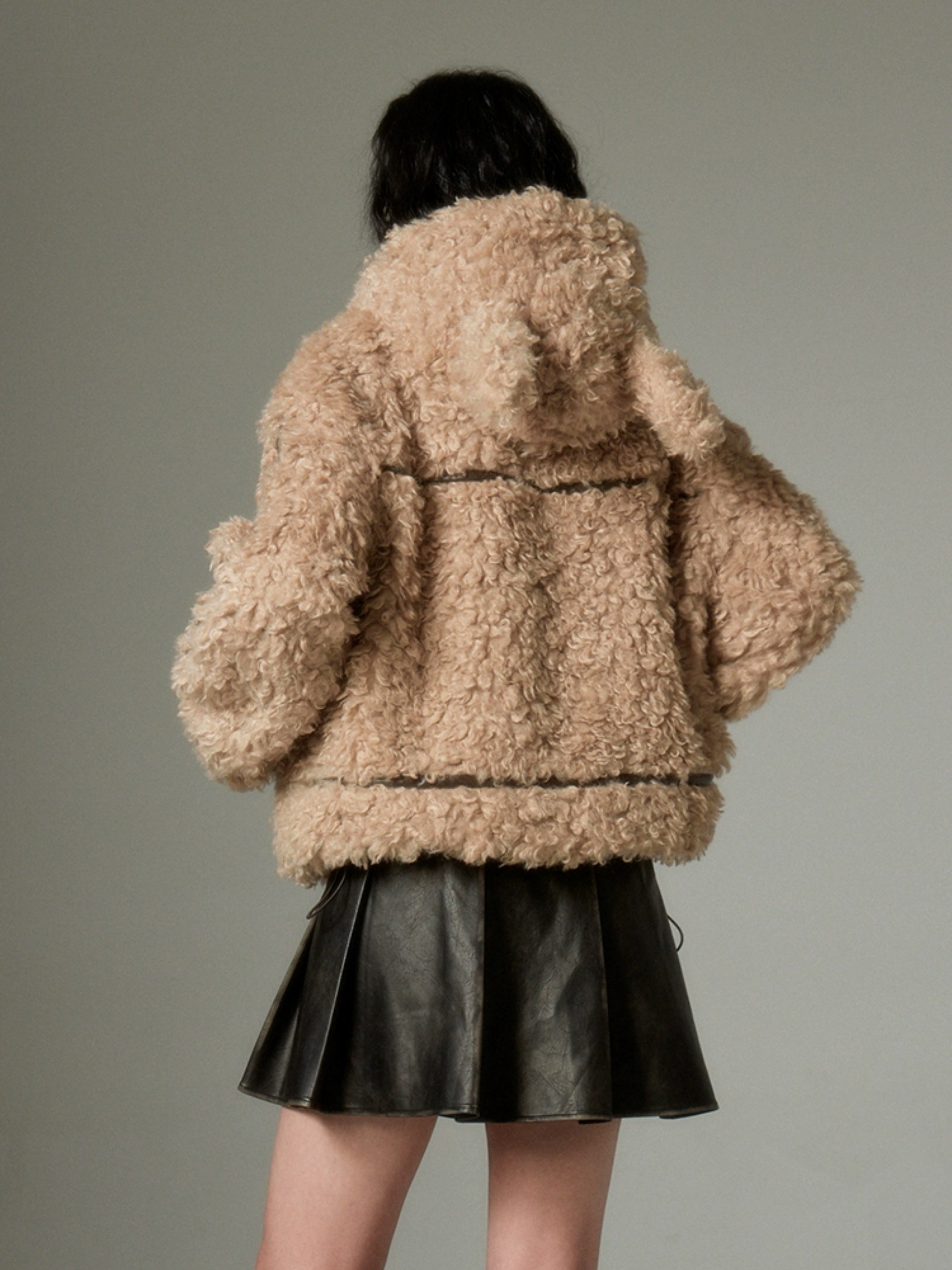 Sustainable Rabbit-Eared Fur Coat - chiclara