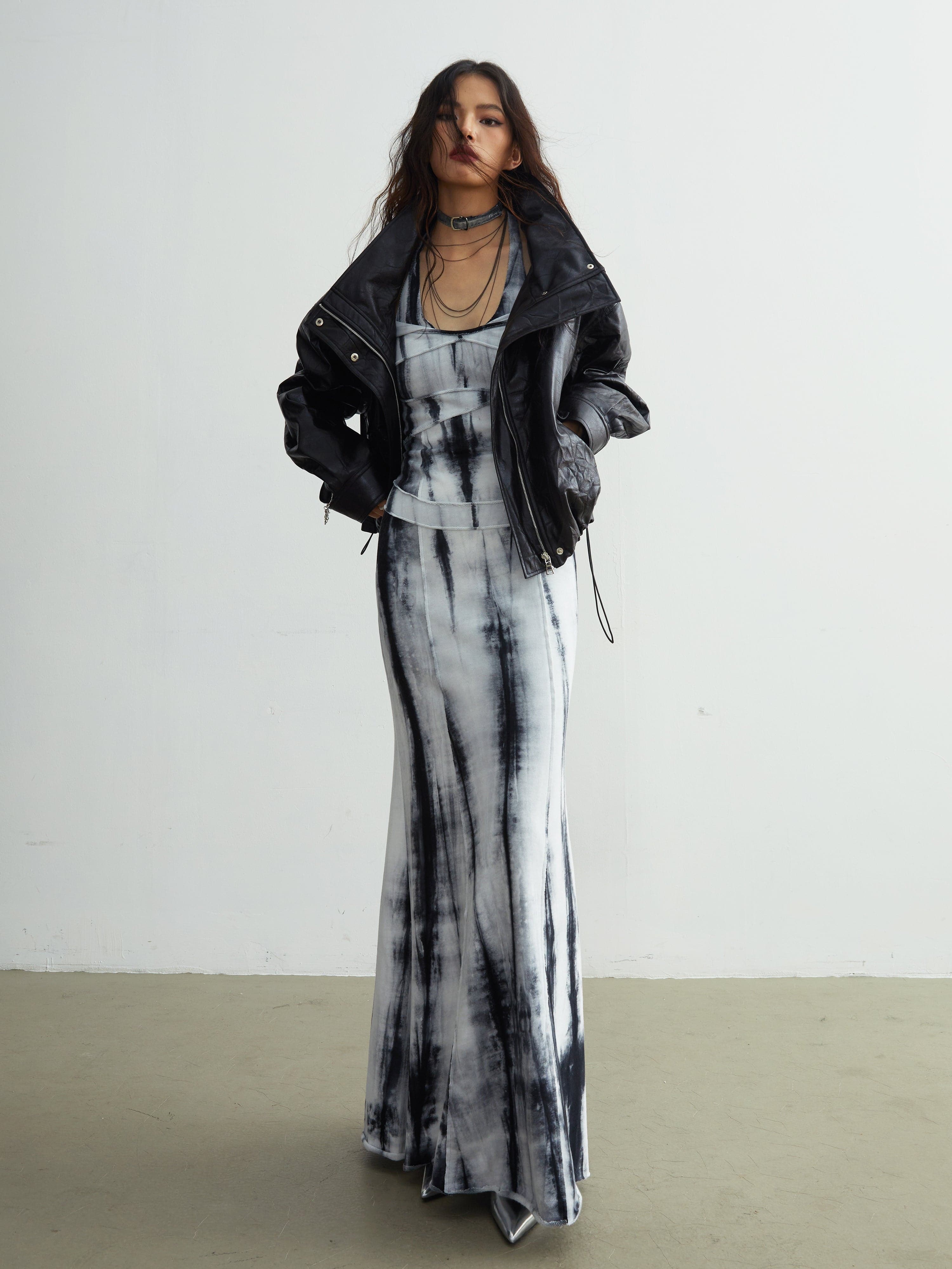 Faux Leather Jacket With Detachable Oversized Fur Collar - chiclara