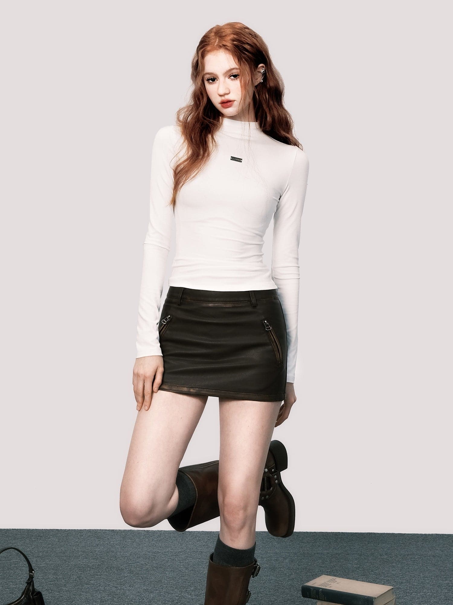 Vintage Leather Jacket & Micro Mini Skirt - chiclara