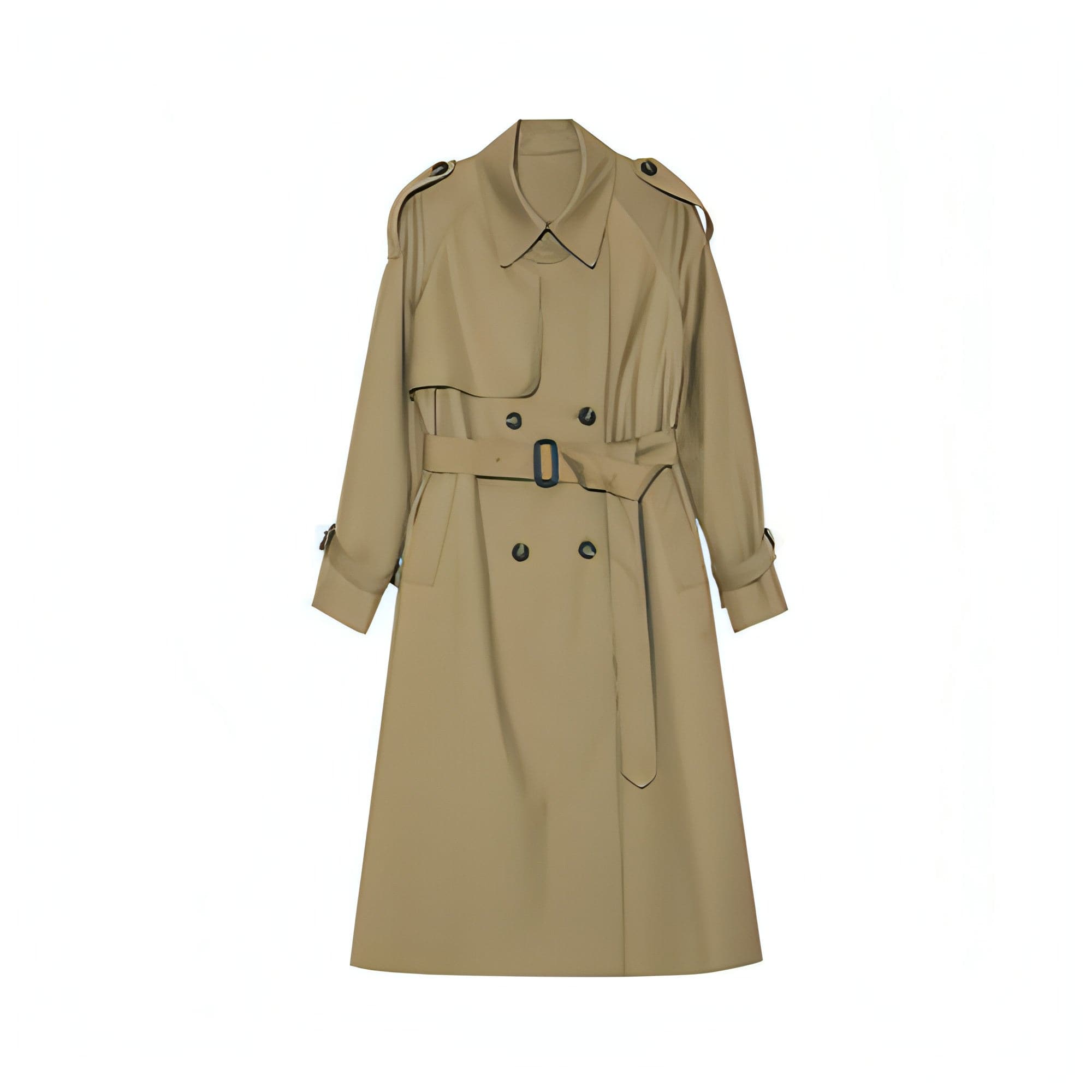 Double-Breasted Loose Mid-Length Melton Trench Coat - chiclara