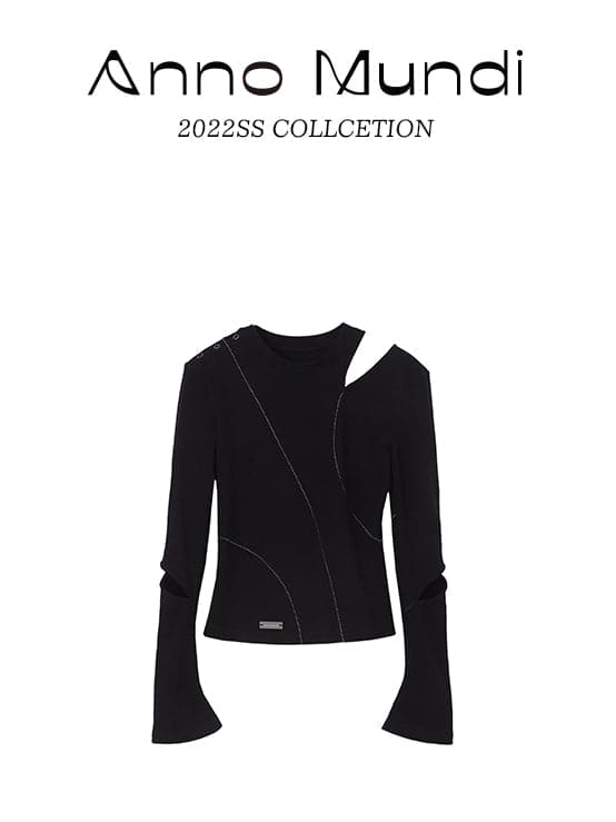 Elegant Shoulder-Cut Asymmetric Cutsew - chiclara