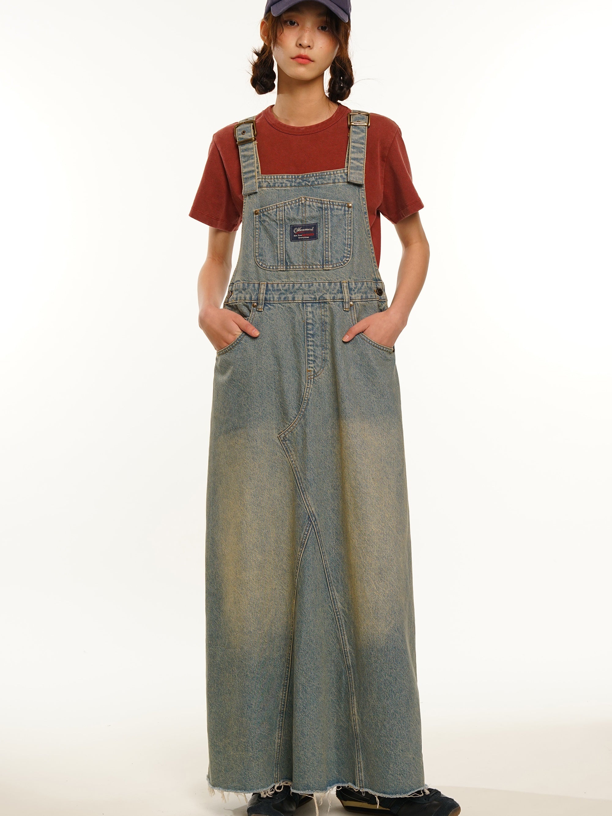 Vintage Denim Strap Skirt - chiclara