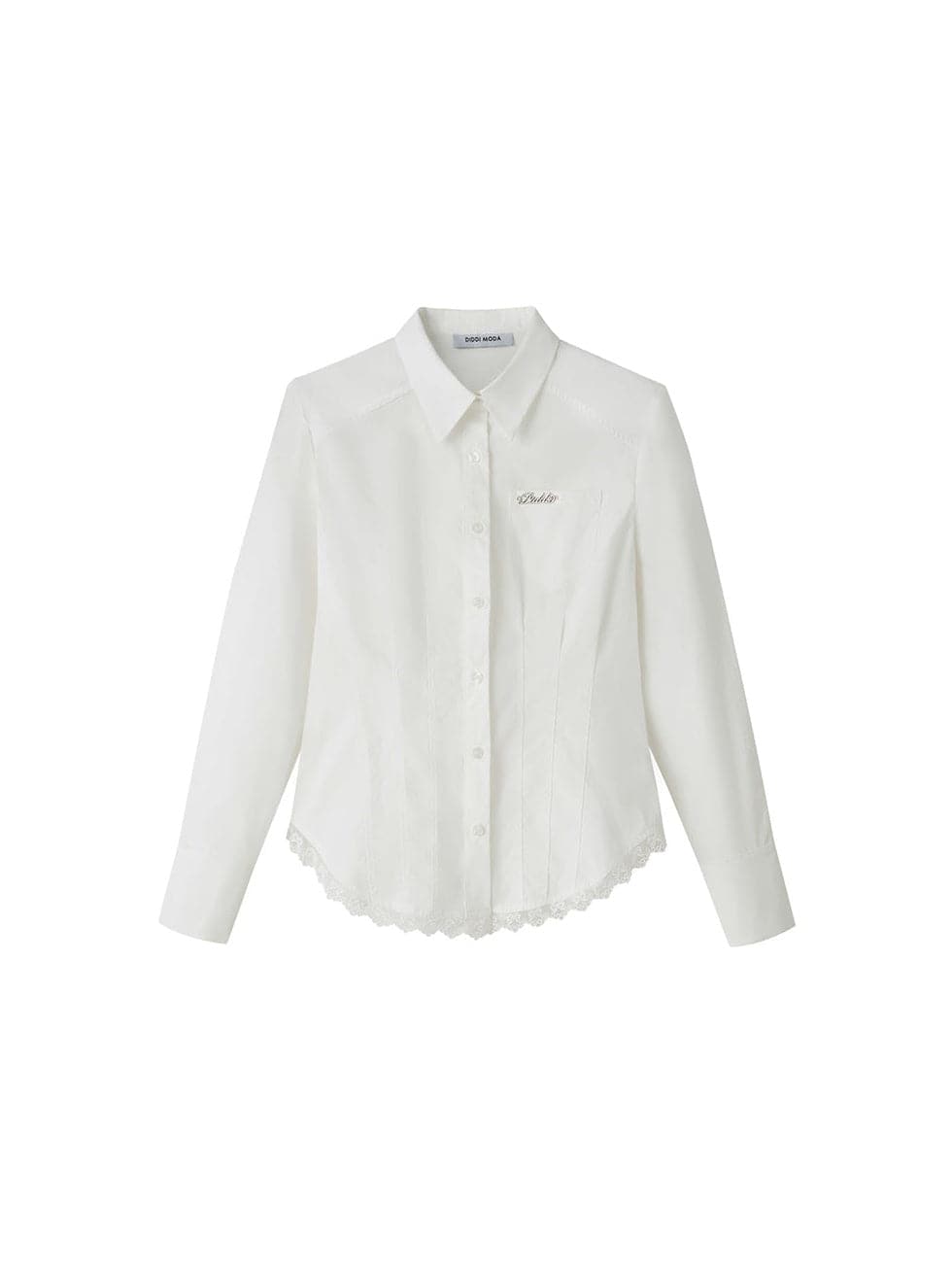 Slim Lace Stitch Waist Shirt - chiclara