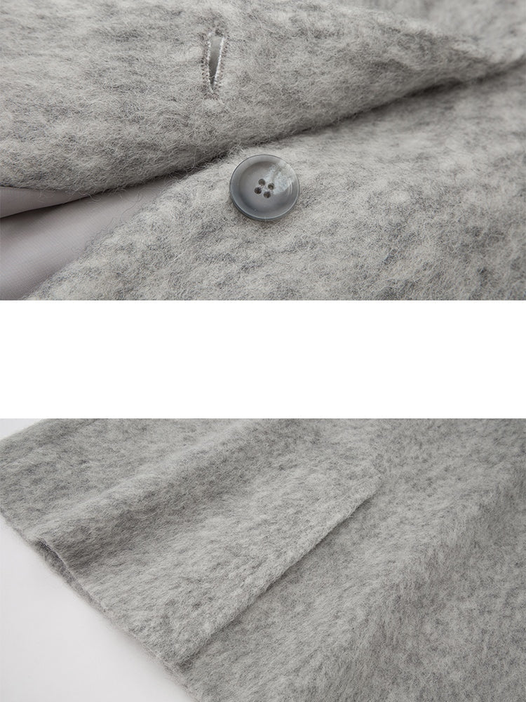 Wool Coat With Lace Lapel - chiclara