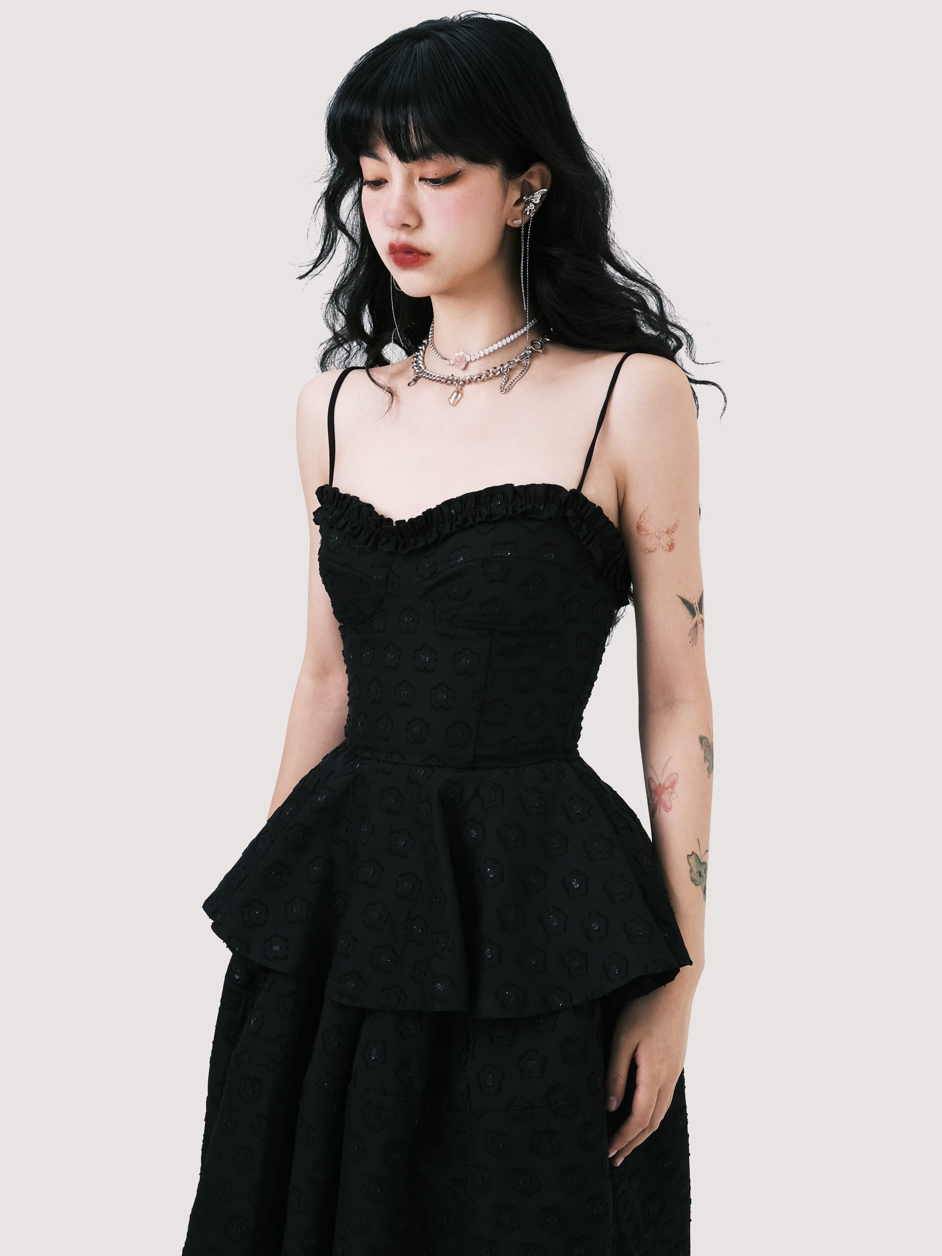 Noir Elegance Peplum Dress Set - chiclara
