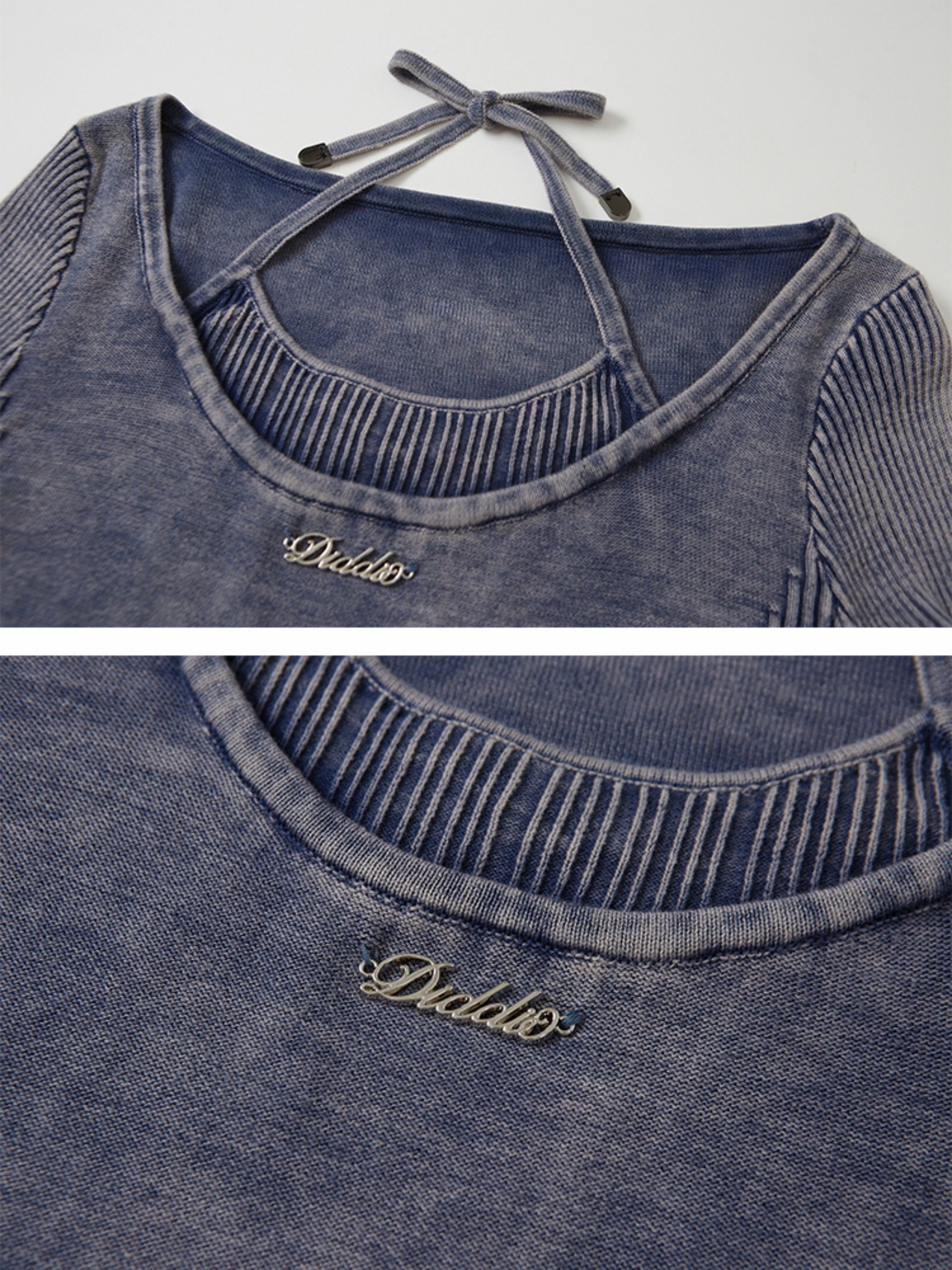 Halter Neck Washed Knit Top - chiclara