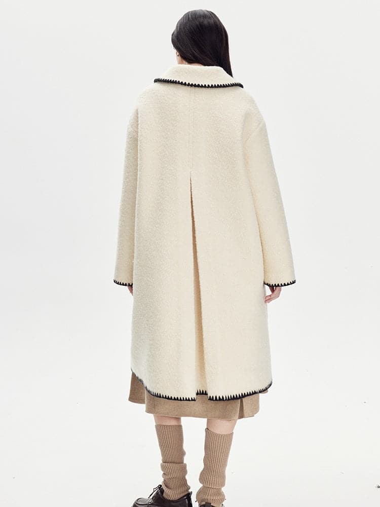 Embroidered Wool Lapel Coat - chiclara
