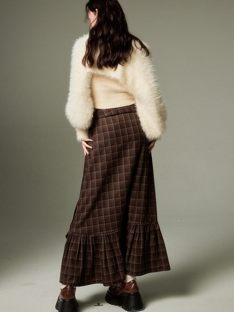 Plaid Frill Flounce Skirt - chiclara