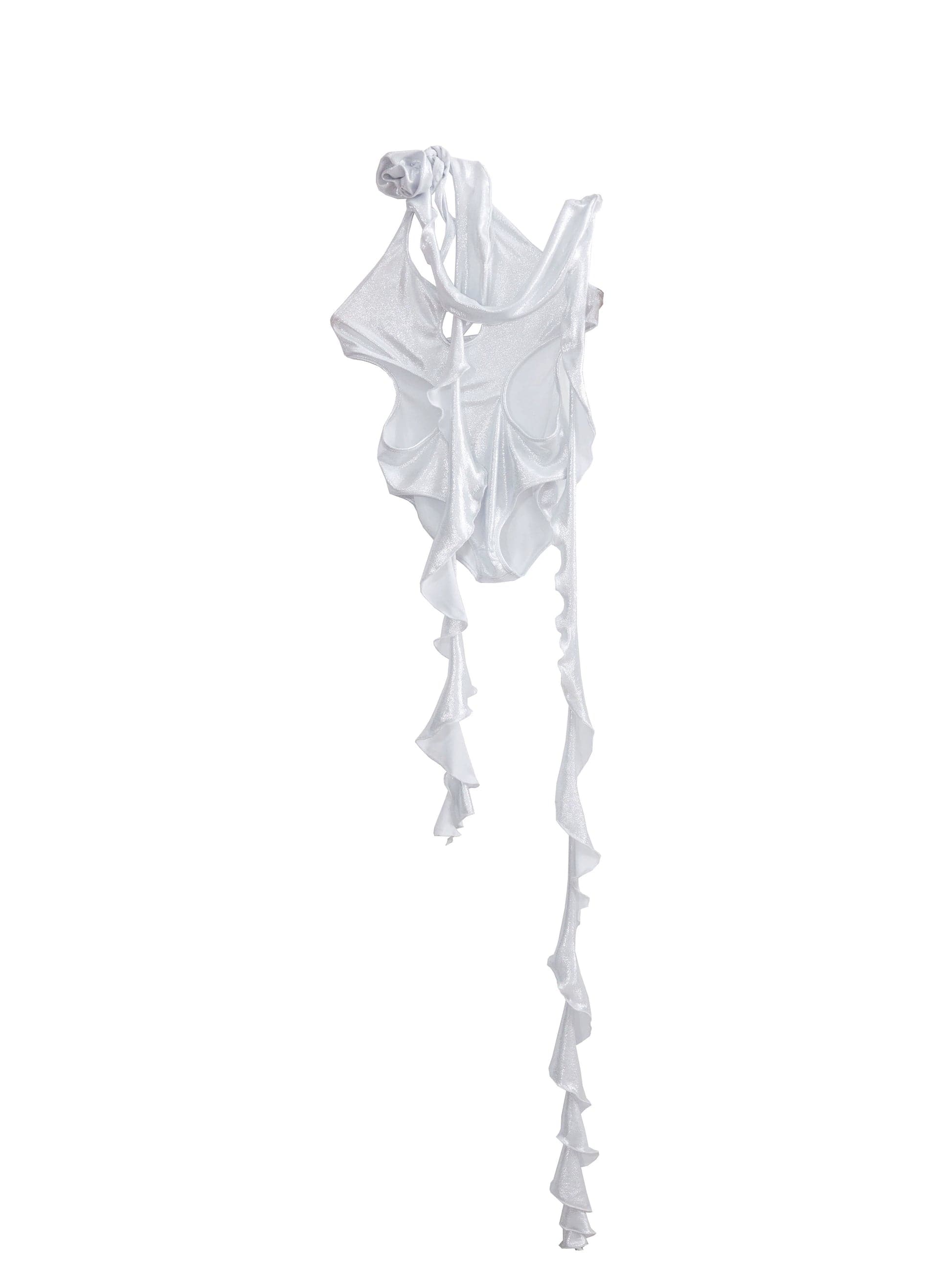 Silver Metallic Stretch Bodysuit - Sleek And Sensual - chiclara
