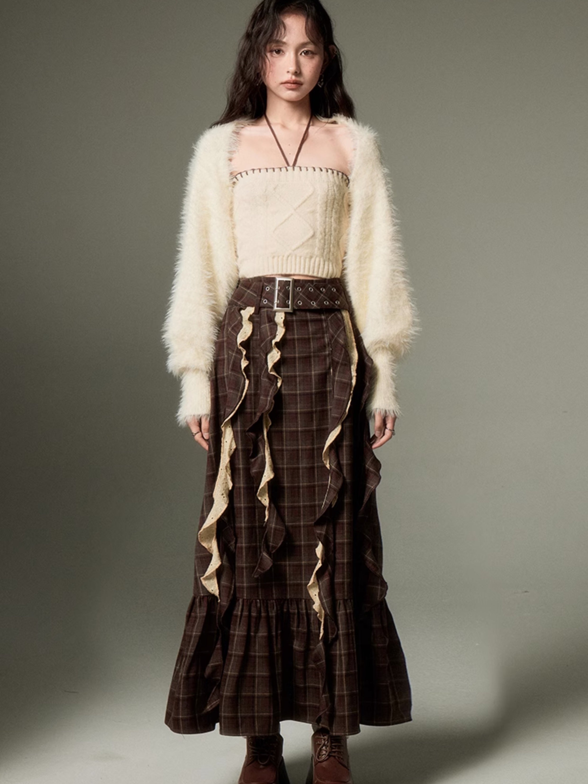 Plaid Frill Flounce Skirt - chiclara
