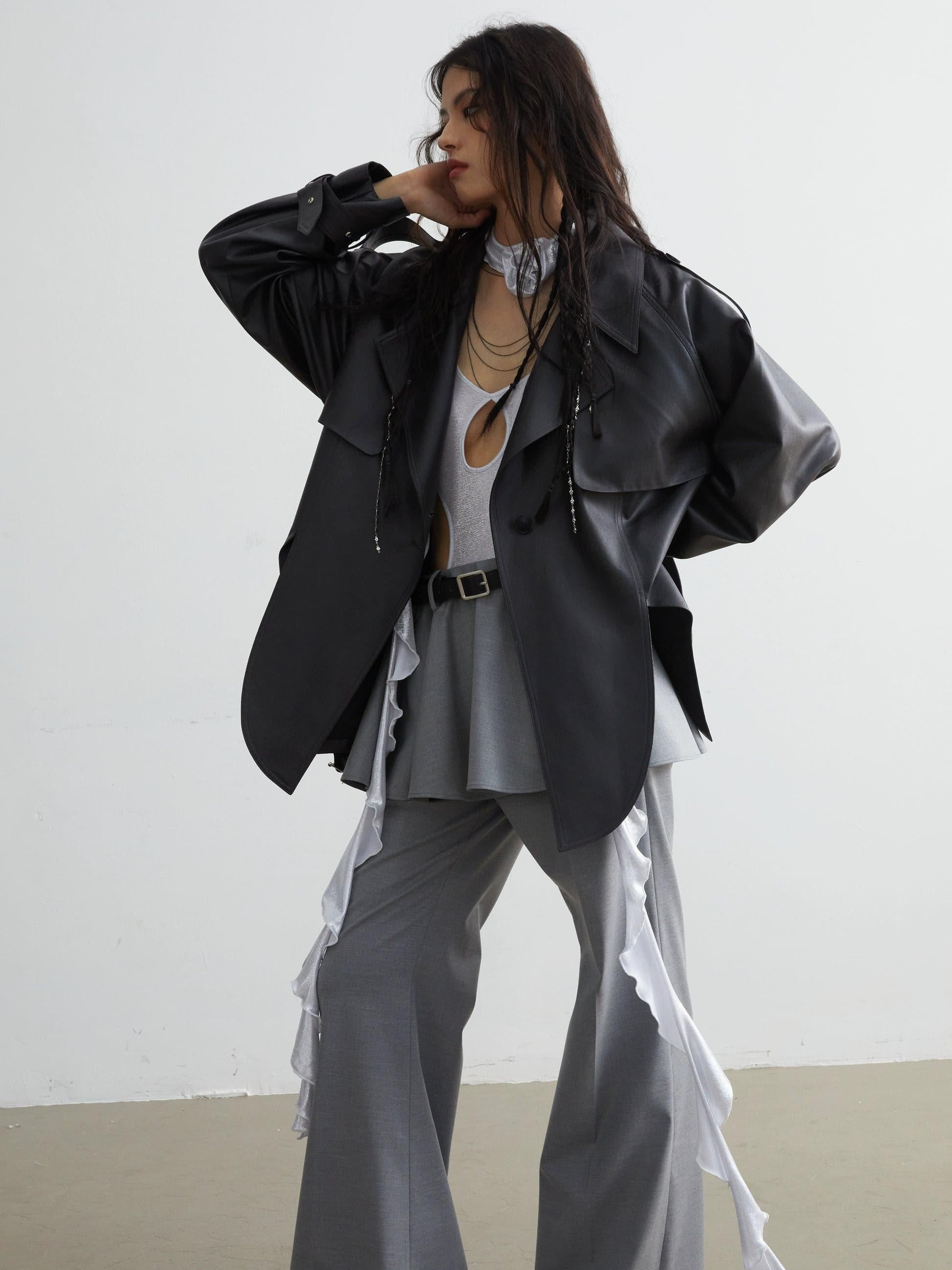 Silver Metallic Stretch Bodysuit - Sleek And Sensual - chiclara