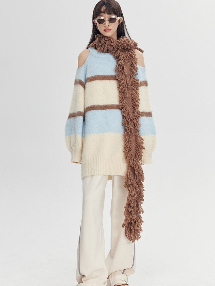 Fringe-Trimmed Wrap Scarf - chiclara