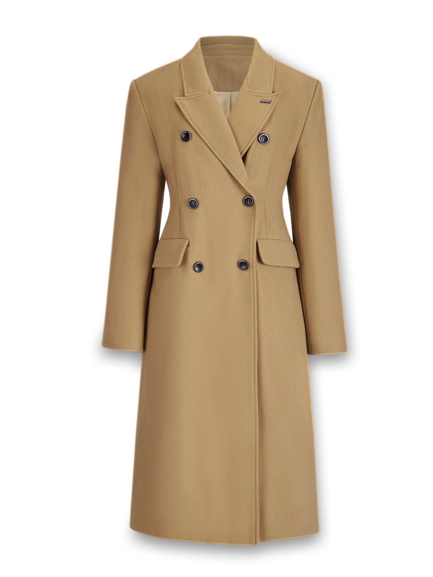 Slim Waist Double Blest Long Coat - chiclara