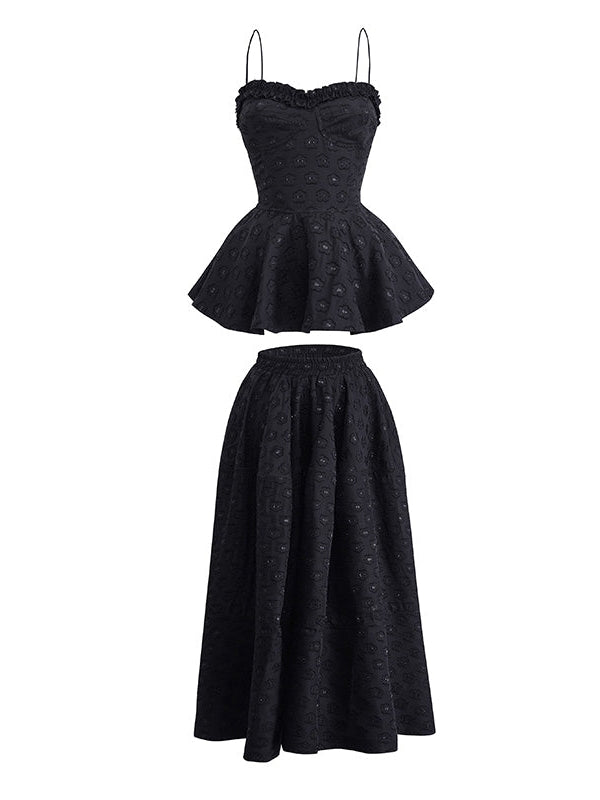 Noir Elegance Peplum Dress Set - chiclara