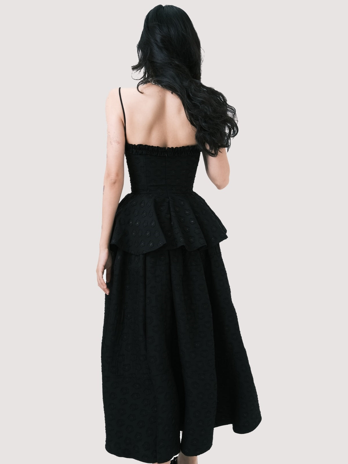 Noir Elegance Peplum Dress Set - chiclara