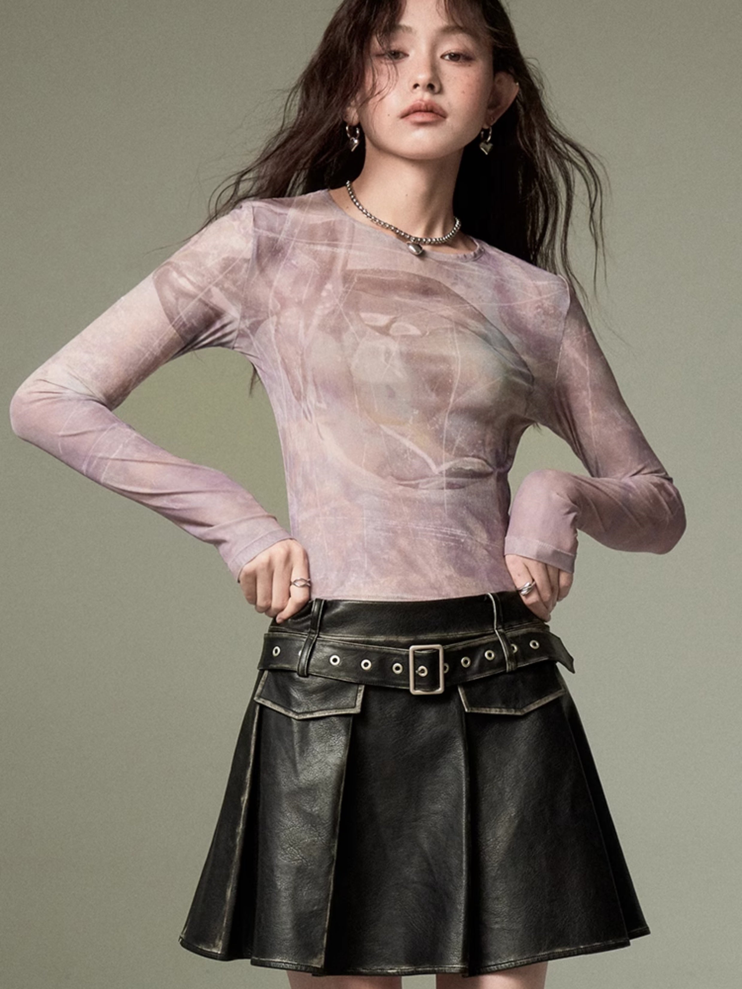Vintage Pleated Leather Skirt - chiclara